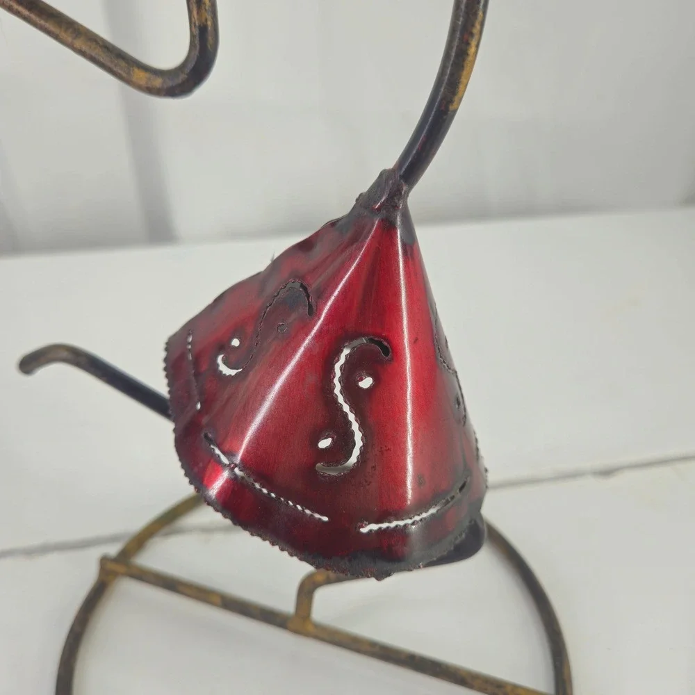 Vintage Laurids Lønborg MCM Rattan Metal Dancing Woman Sculpture 2 Candle Holder